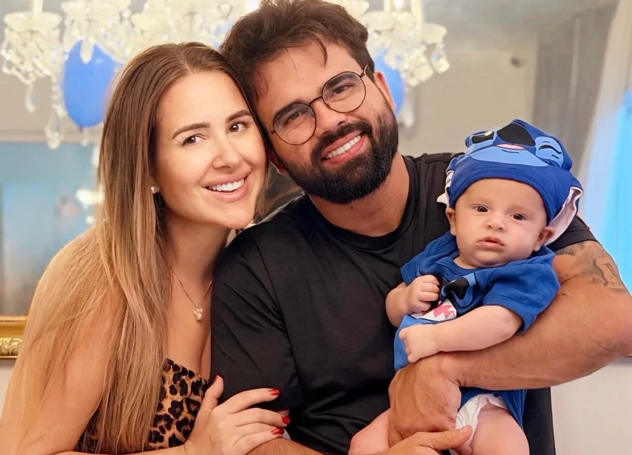 Patrícia Leitte e Lucas Teixeira festejam três meses do Isaac Lucca