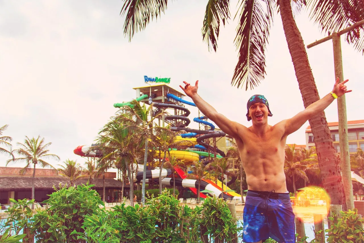 Diego Hypólito curtiu as aventuras do Beach Park