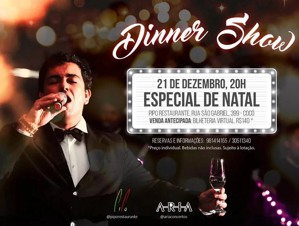 Dinner Show por Aria Concertos no Pipo