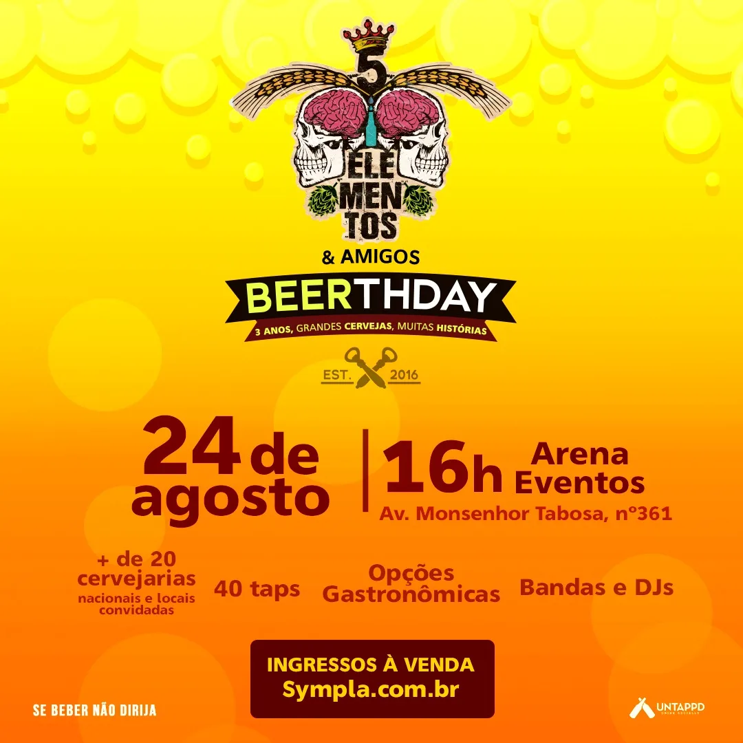 Cervejaria 5 Elementos comemora 3 anos no Arena