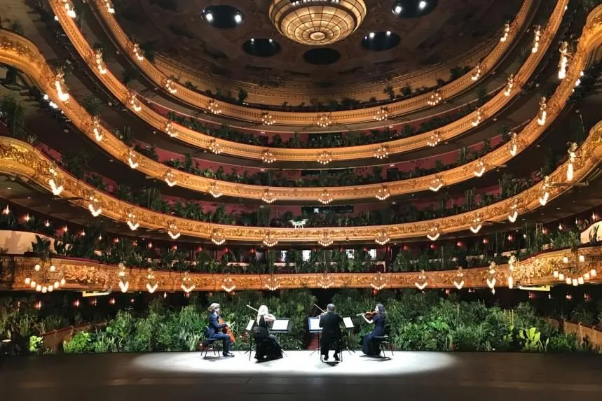 Teatro em Barcelona reabre em concerto para plantas