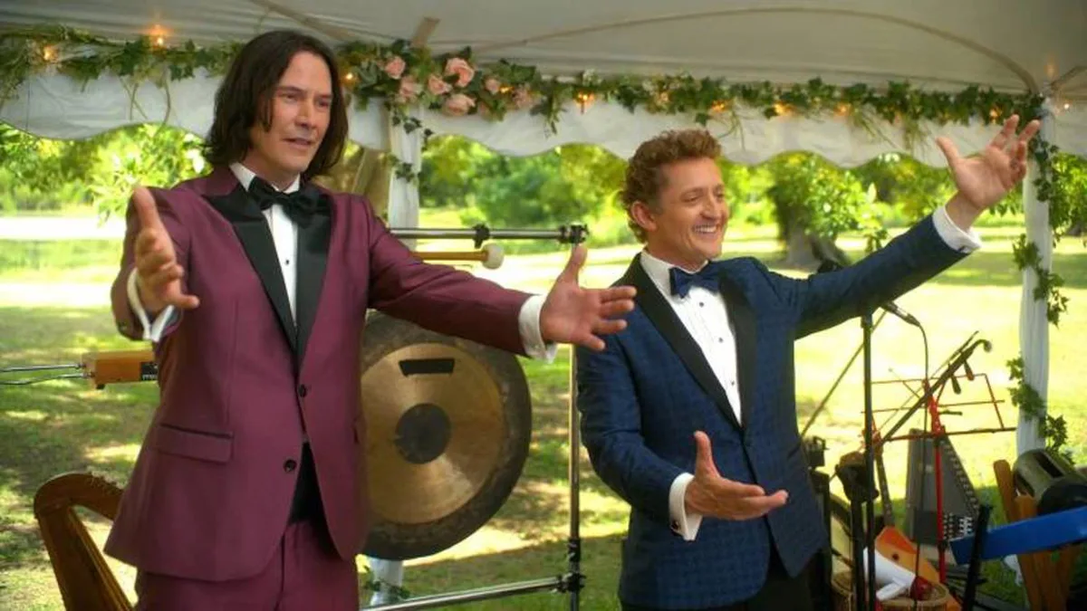 Keanu Reeves acerta em cheio como o paizão de mais um 'Bill & Ted'