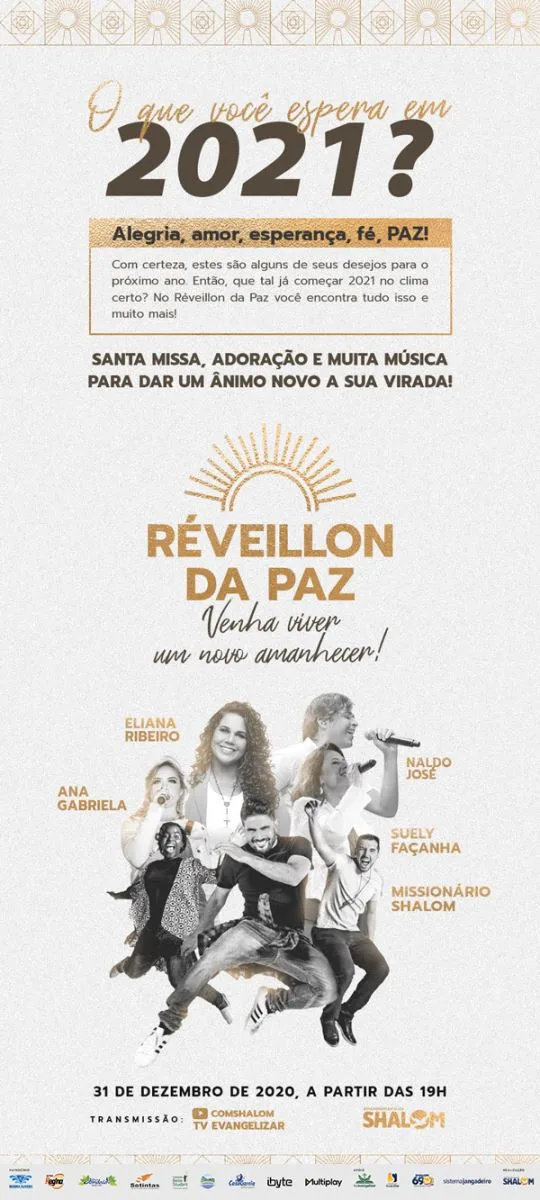 Réveillon da Paz será transmitido pela TV Evangelizar