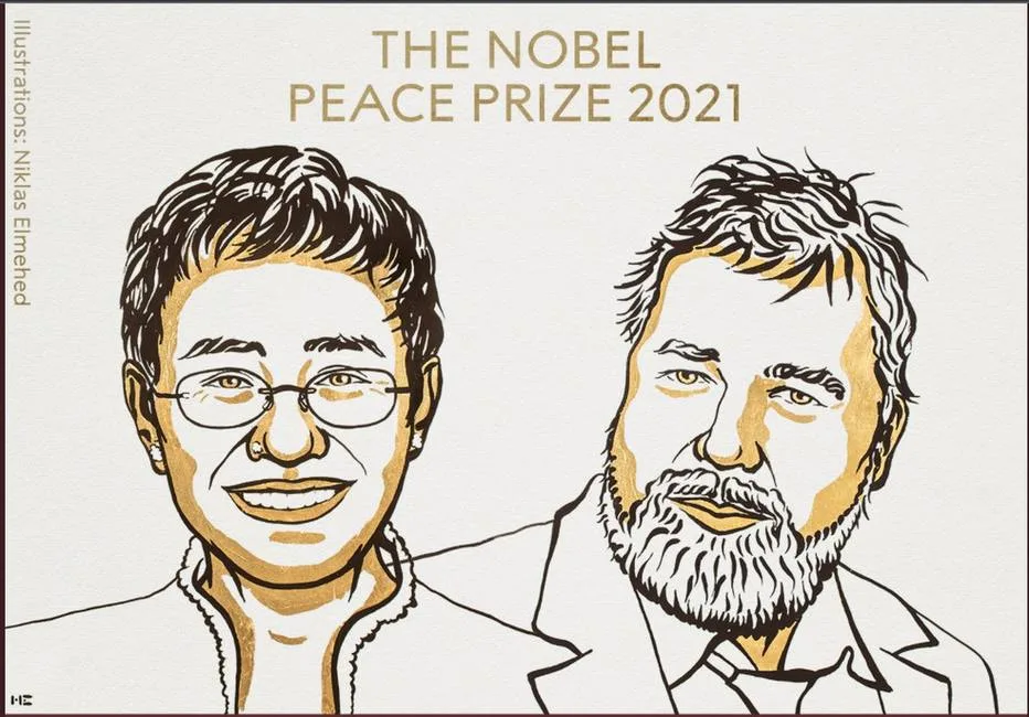 Dupla de jornalistas recebe Nobel da Paz 2021 por defesa da liberdade de expressão