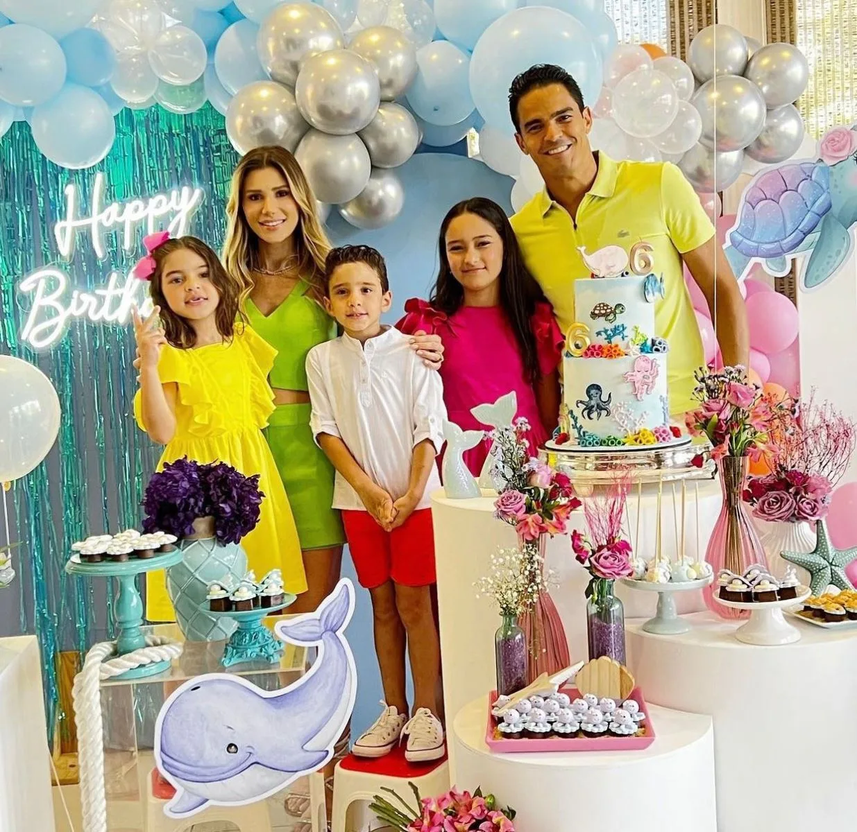 Patrícia Jereissati e Glauco Holanda festejam os seis anos dos gêmeos Letícia e Felipe
