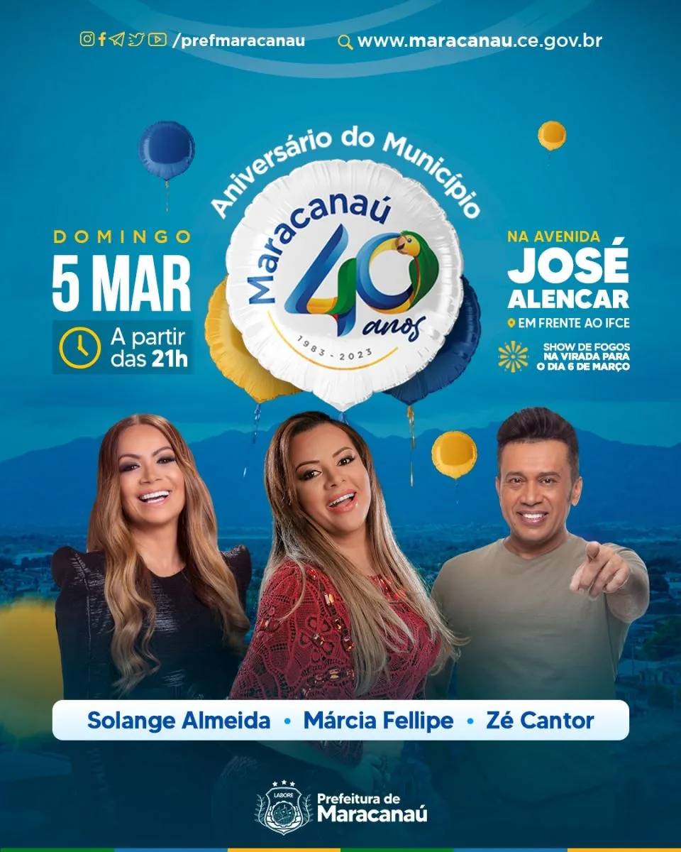 Maracanaú festeja Aniversário de 40 anos com grandes shows
