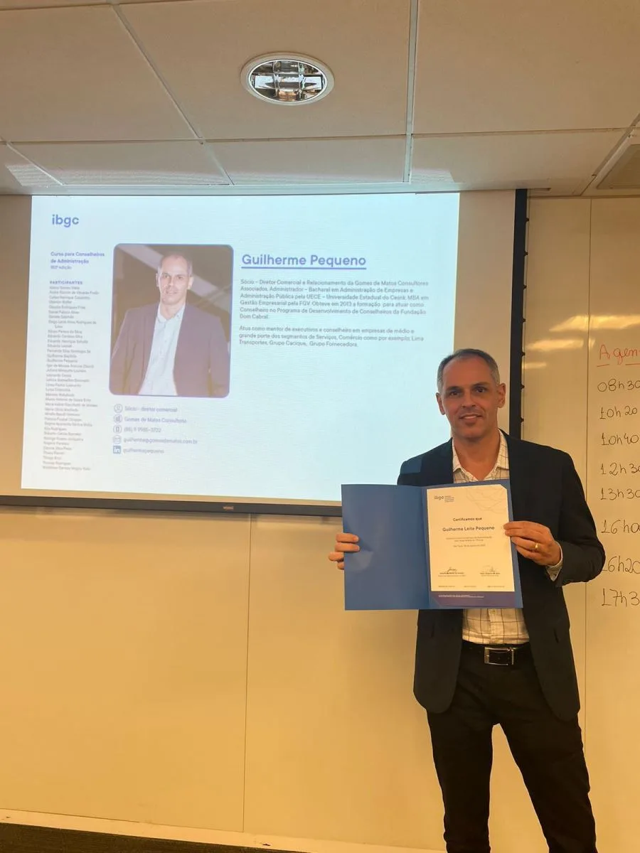 Guilherme Pequeno conclui a 2ª certificação de aprimoramento das habilidades de conselheiro no IBCG