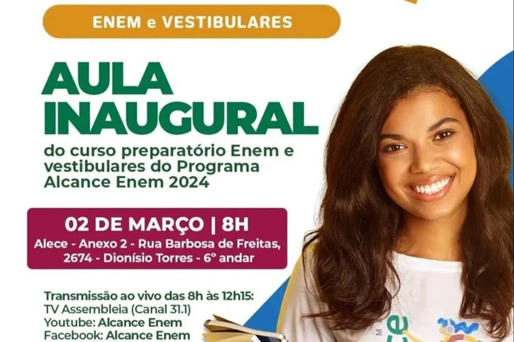 Alece realiza aula inaugural do Programa Alcance neste sábado com foco no Enem