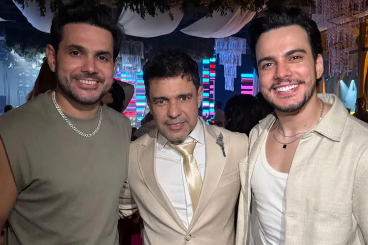 Momento tiete: Luís Marcelo & Gabriel registram encontro com ídolo Zezé di Camargo