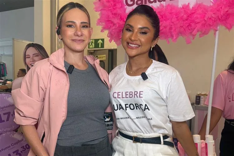 Gaída Dias é recepcionada por Mileide Mihaile no Bazar Mulher com Gaída Beauty