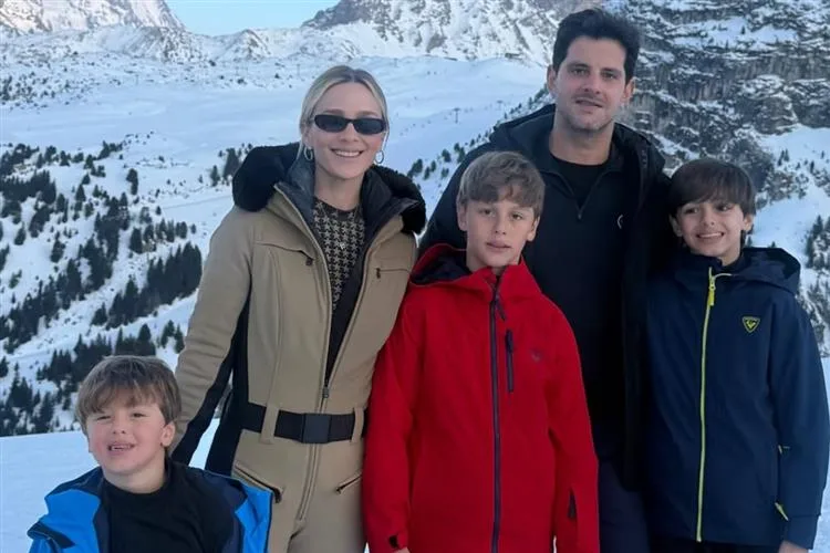 Tassia Ferreira e Érico Romcy aproveitam o frio europeu com os filhos