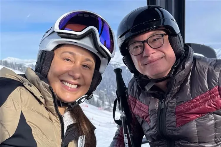 Larissa Coelho e Pedro Neto vivem temporada de esqui em Courchevel
