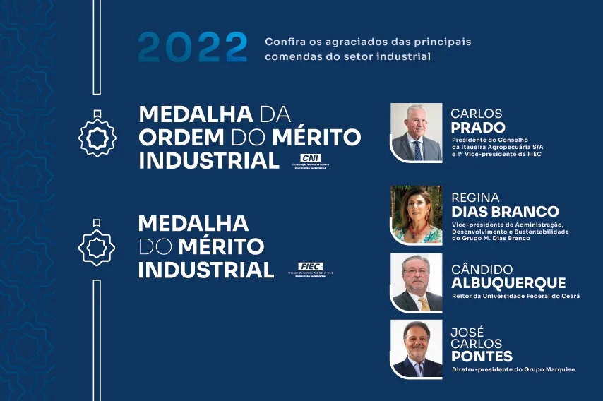 FIEC anuncia os nomes dos homenageados com a Medalha do Mérito Industrial 2022