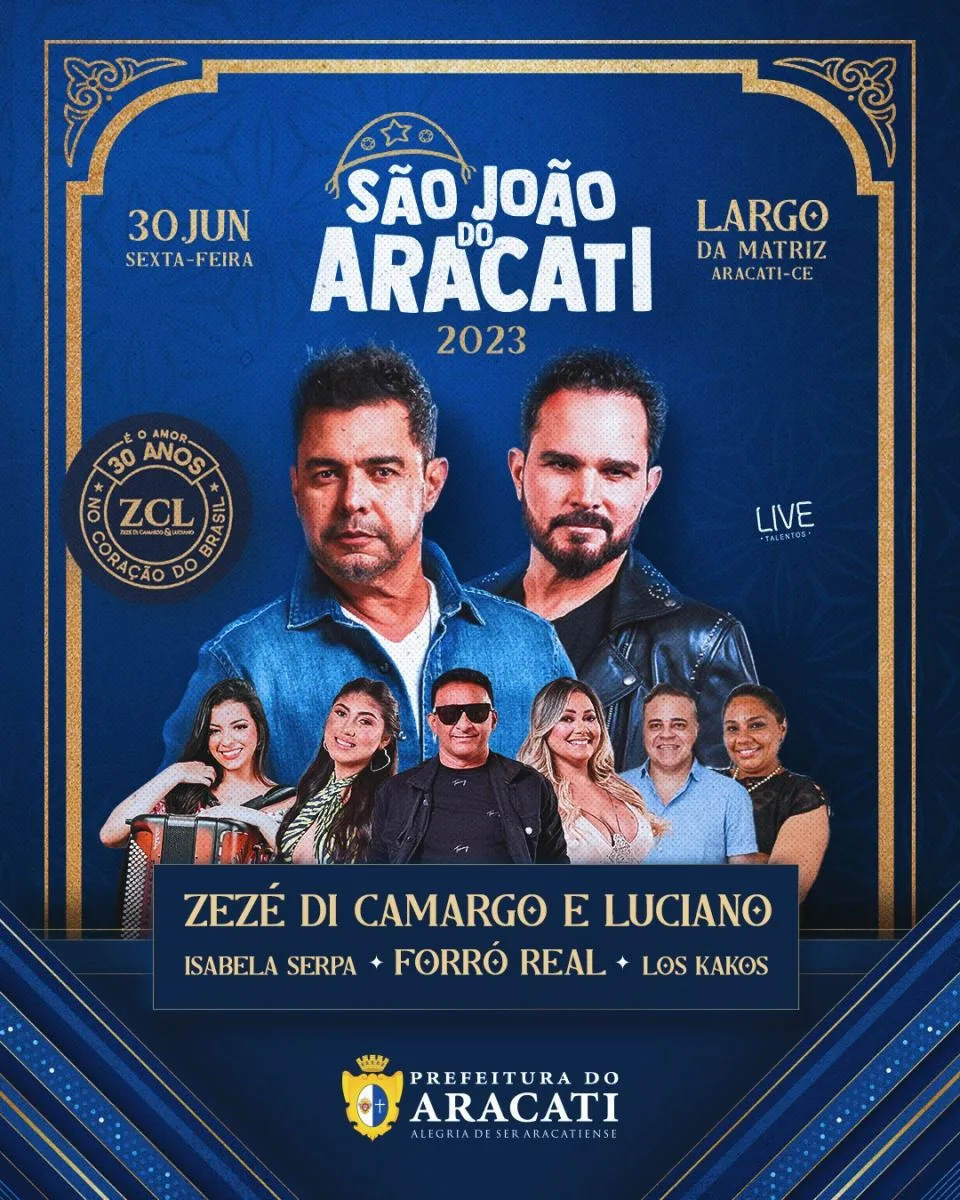 2º Aracati Junino terá astros como Zezé Di Camargo & Luciano, Joelma e João Gomes