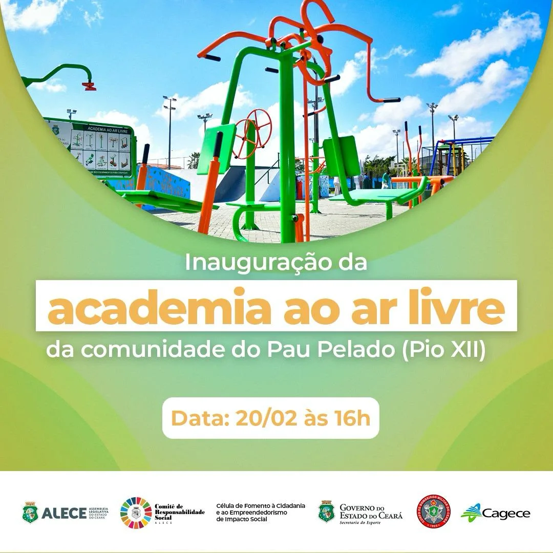 Academia ao ar livre da comunidade do Pio XII será inaugurada nesta terça-feira (20)
