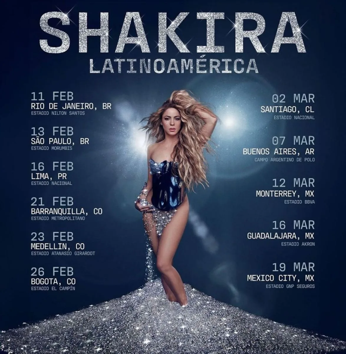 Shakira anuncia shows da nova turnê no Brasil