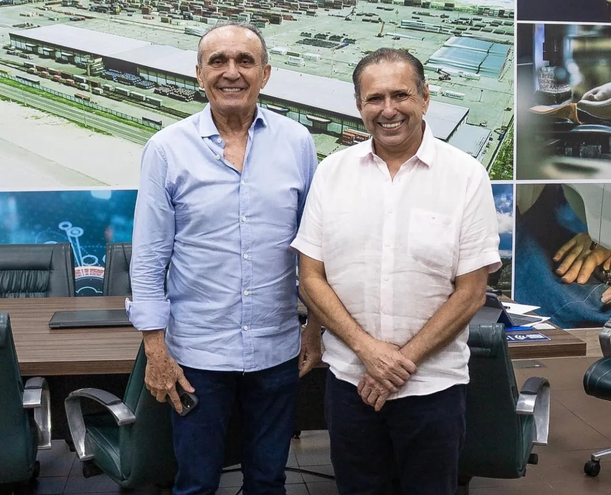 Domingos Aguiar Filho recebe o presidente da Santana Textiles, Raimundo Delfino Filho