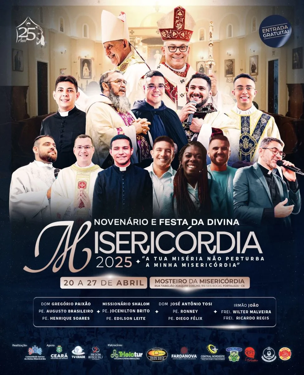Mosteiro da Misericórdia realiza Novenário e Festa da Divina Misericórdia 2025 em Fortaleza