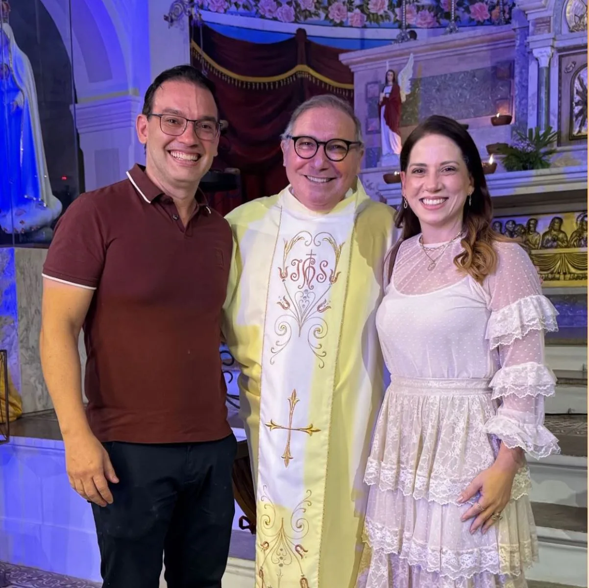 Ana Caroline e Leandro Dias renovam votos de união em cerimônia no Mosteiro dos Jesuítas